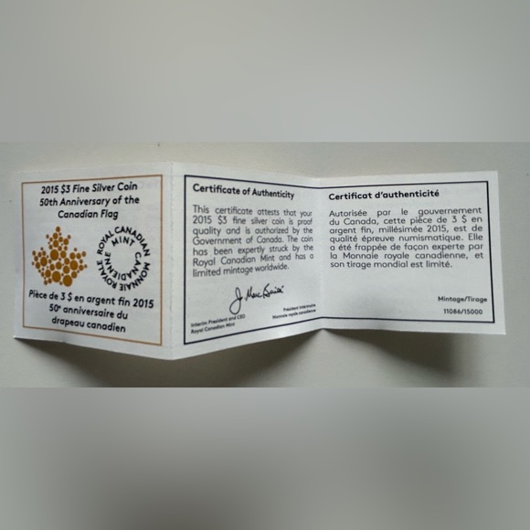 RCM Fine Silver Coloured Coin- 50th Anniversary of the Canadian Flag (2015) - Picture 5 of 6